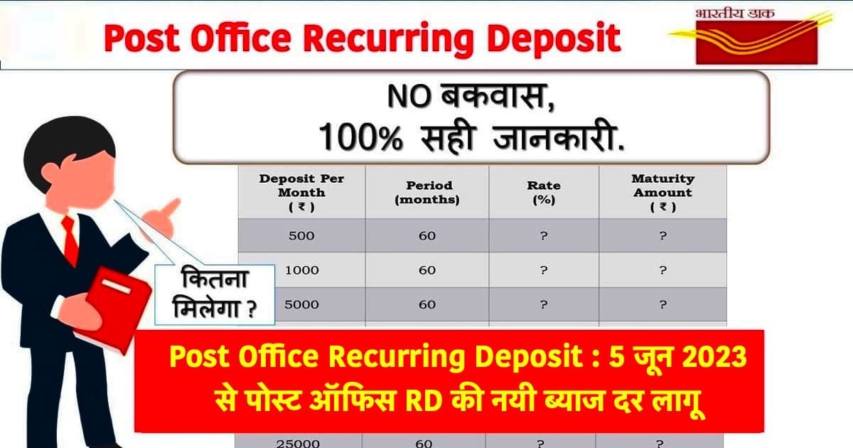 New interest rate of post office RD applicable from 5 June 2023